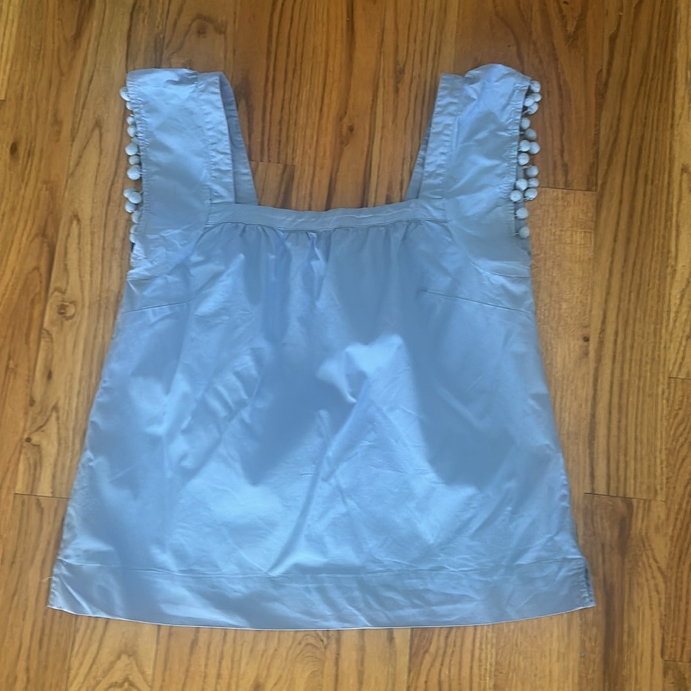 J.Crew light blue Pom top, size 6-EUC